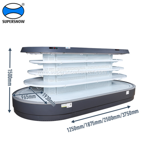 semi-height front glass door multi-deck display refrigerator